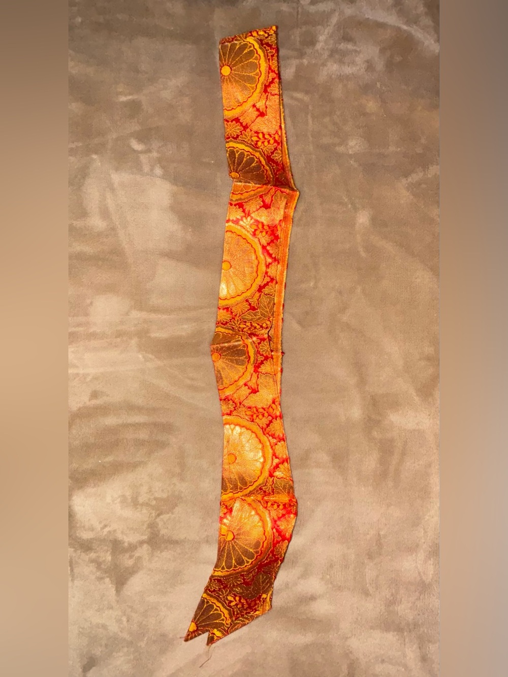 Vintage Japanese Silk Brocade Kimono Robe Large Metallic Orange & Gold Pattern - Picture 14 of 15